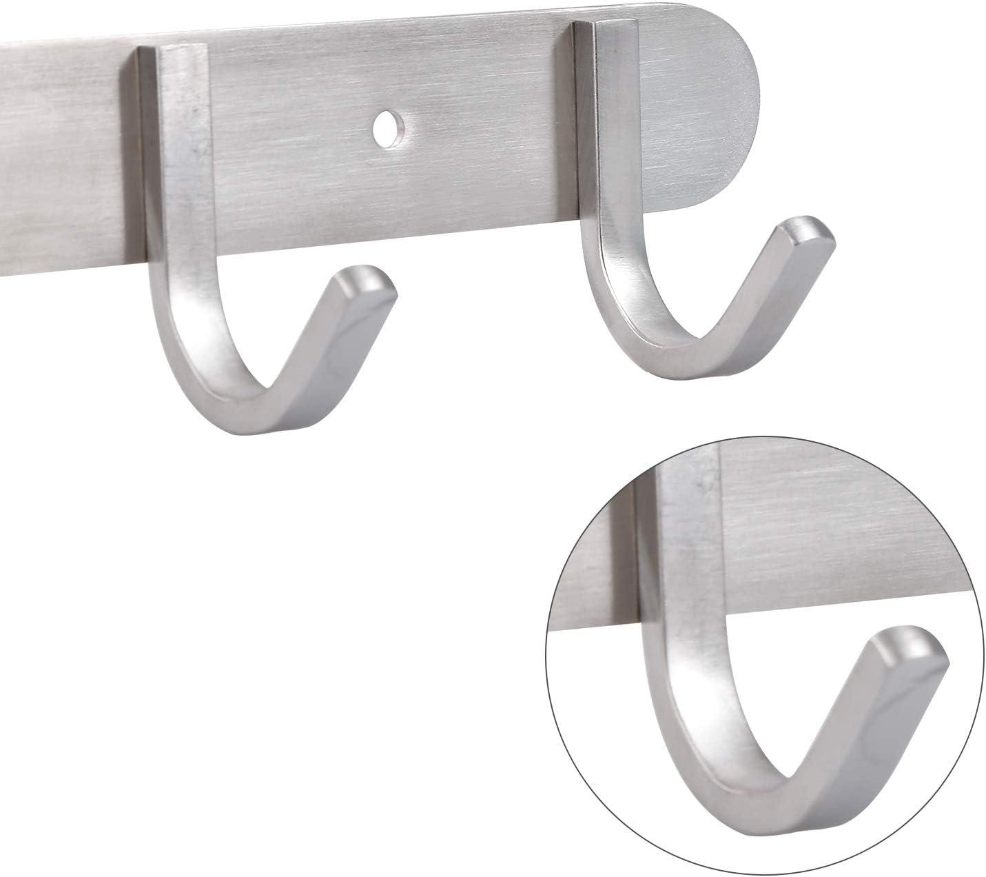 Brushed Nickel Stainless Steel Wall Mounted Coat Hook Rack