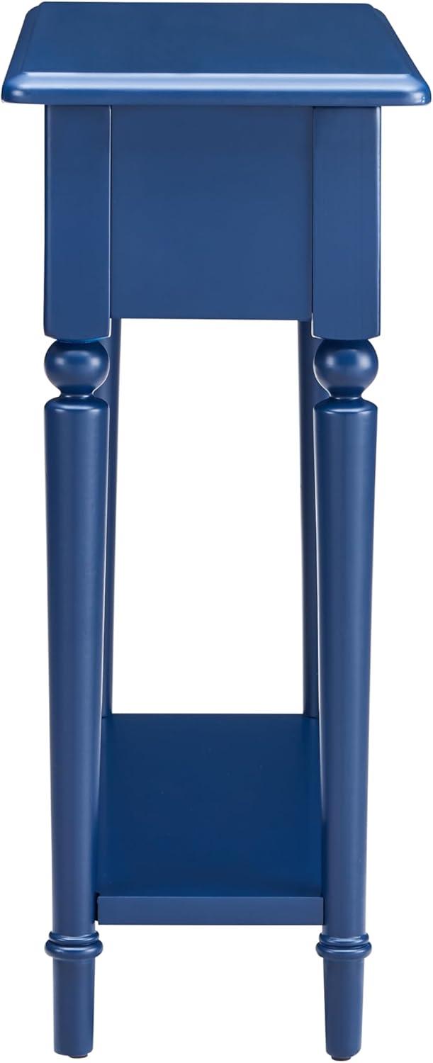 Leick Home 1-Drawer Solid Wood Coastal 10 in. Narrow End Table with Shelf, Navy Blue