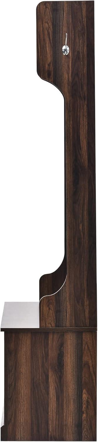 Hall Tree with 6 Hooks , Coat Hanger, Entryway Bench, Storage Bench, 3-in-1 Design, 39.4INCH, for Entrance, Hallway(Tiger)