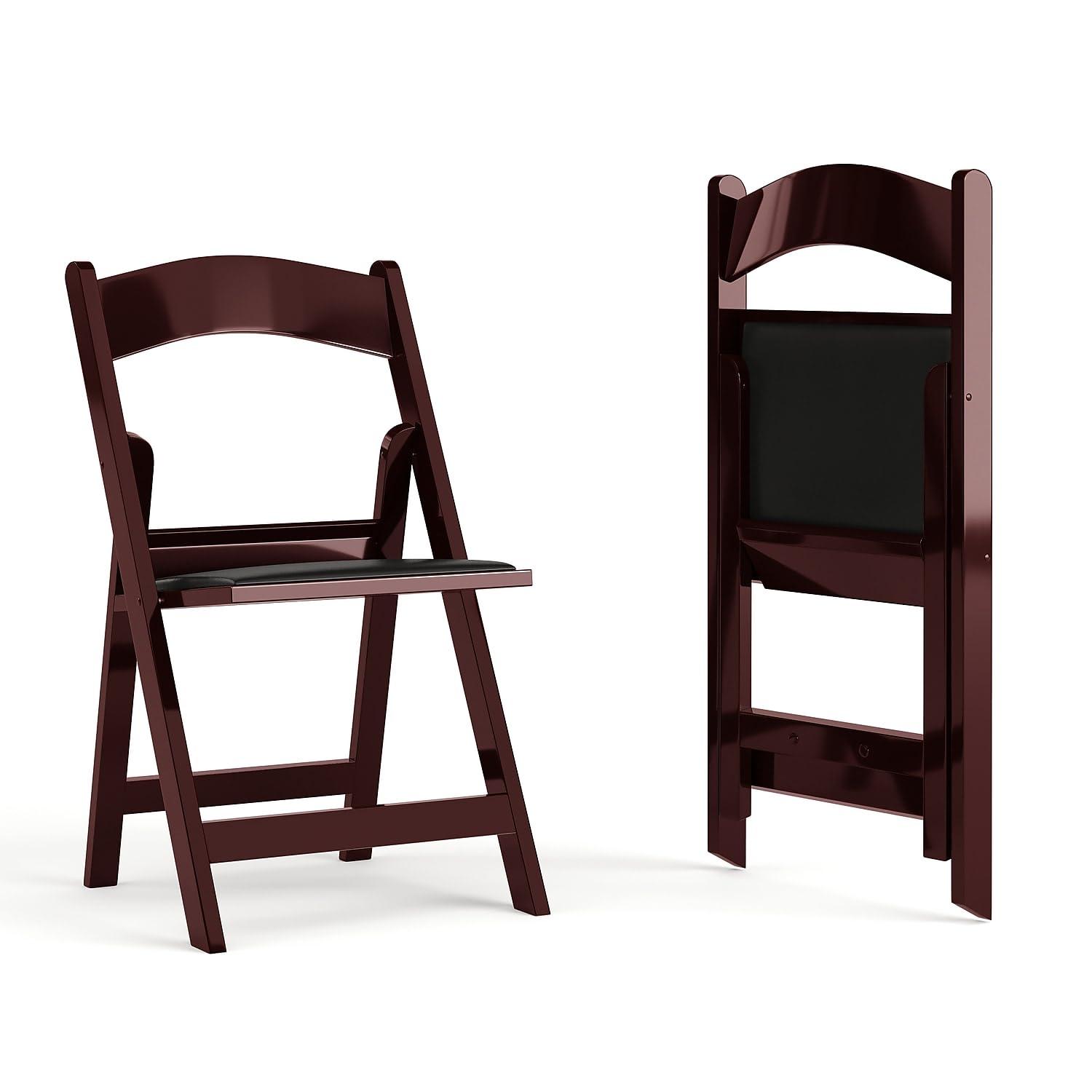 Flash Furniture Hercules Folding Chair - Red Mahogany Resin - 2 Pack 800LB Weight Capacity Comfortable Event Chair - Light Weight Folding Chair