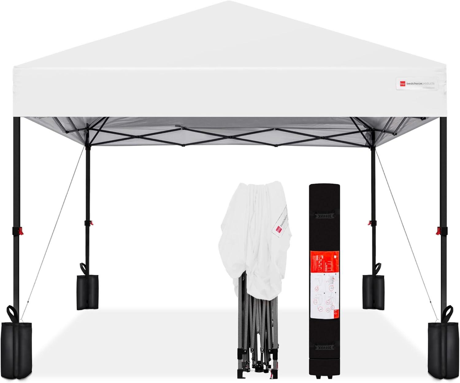 Best Choice Products 10x10ft Easy Setup Pop Up Canopy w/ 1-Button Setup, Wheeled Case, 4 Weight Bags