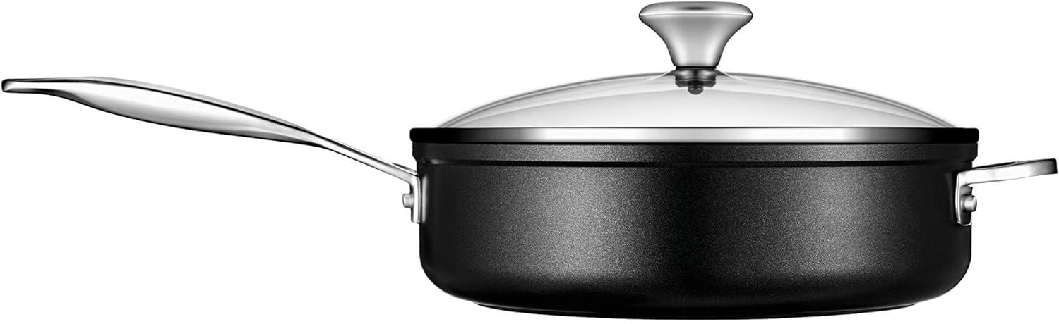 Black Nonstick Aluminum Saute Pan with Glass Lid, 4.25 qt.