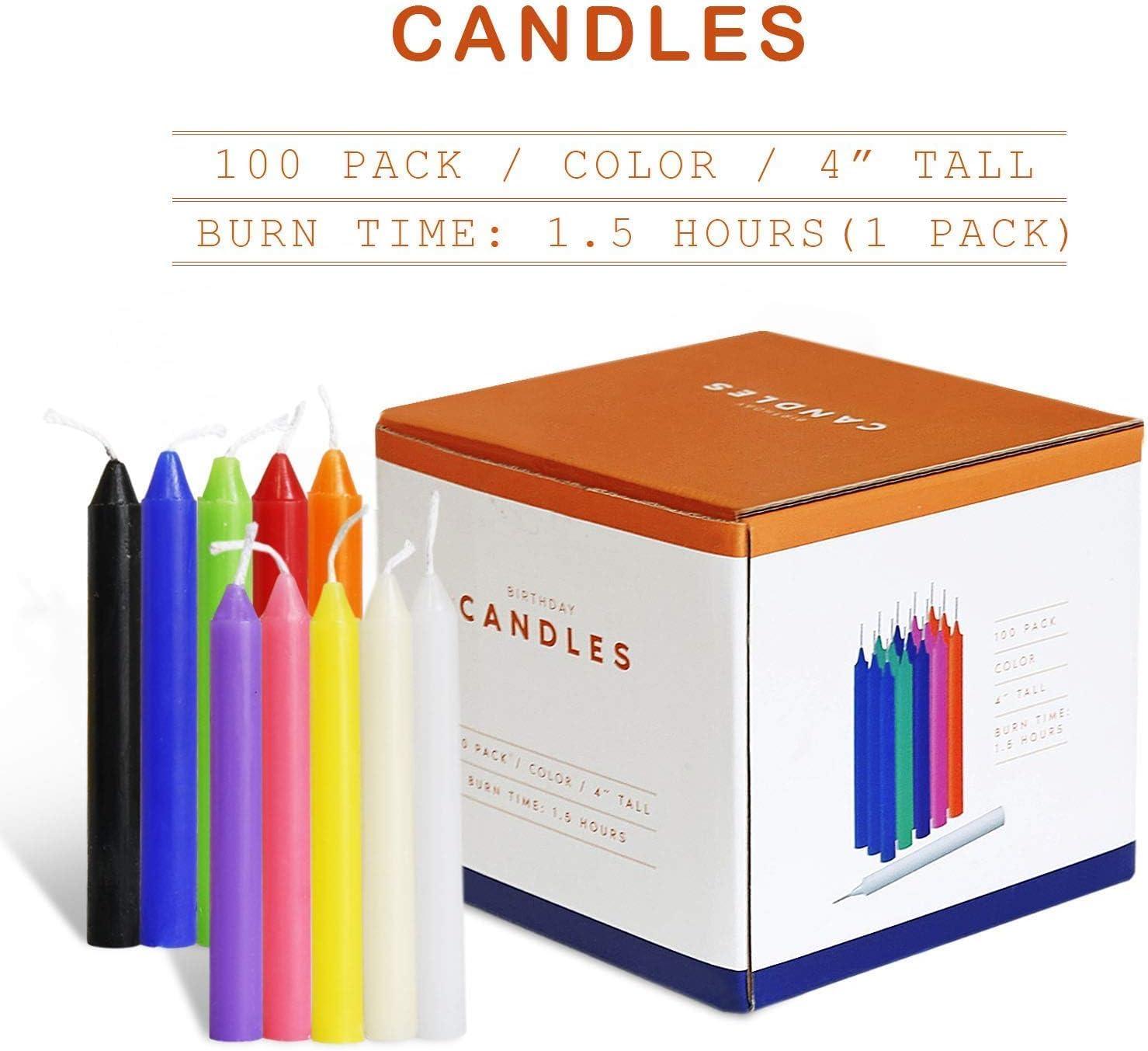 YIIA 100 pcs Unscented Assorted Colors Mini Taper Candle | 4" Tall x 1/2" Diameter | Great for Casting Chimes, Rituals, Spells, Wax Play & More