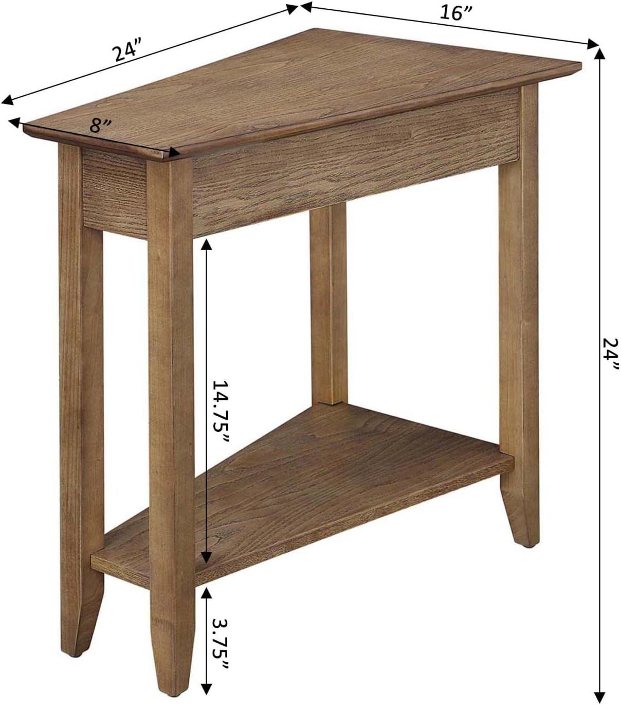 Driftwood Triangular Wood End Table with Shelf, 24" x 16" x 24"