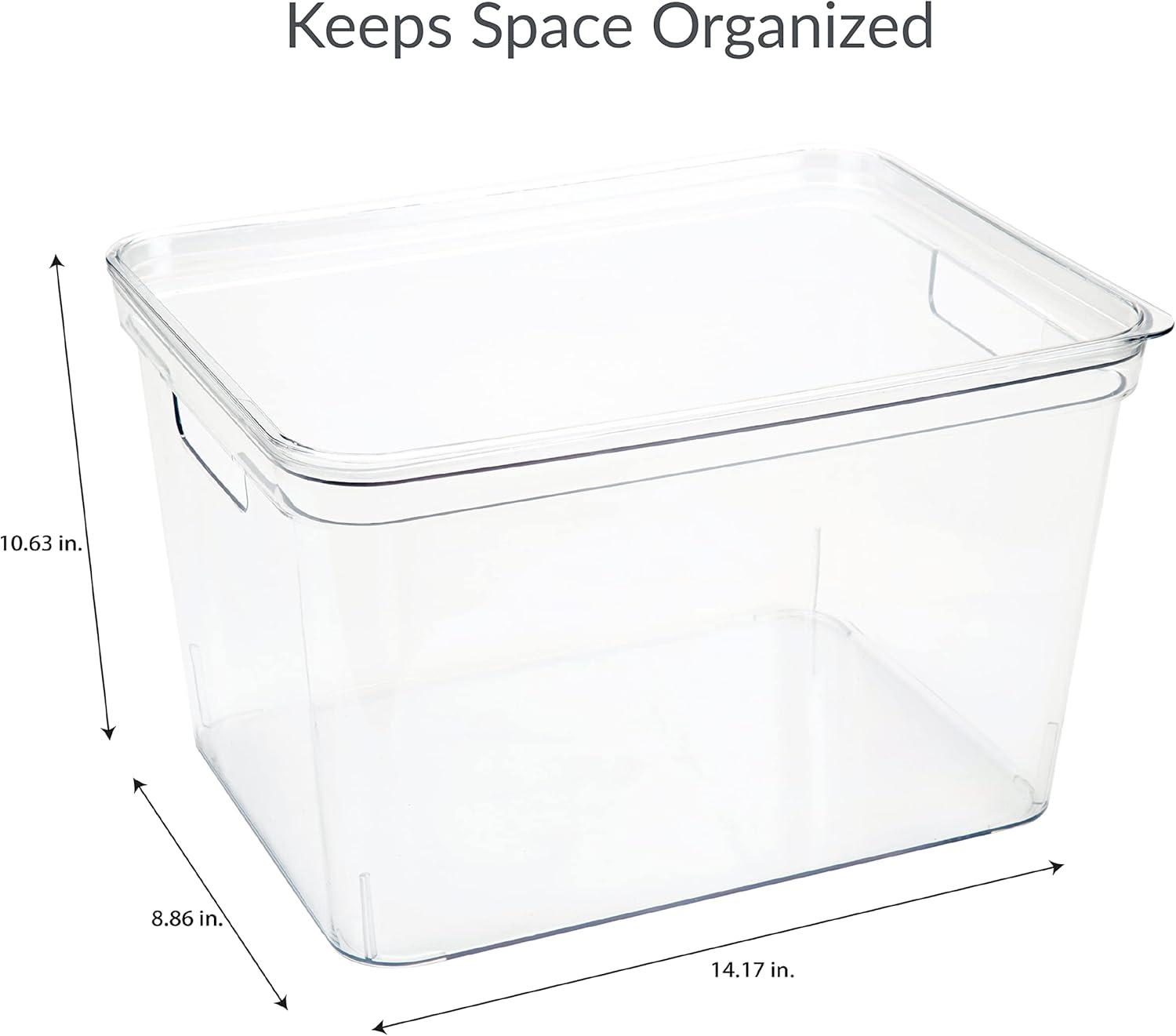 Simplify 4 Pack Large Plastic Lidded Storage Bin, Clear