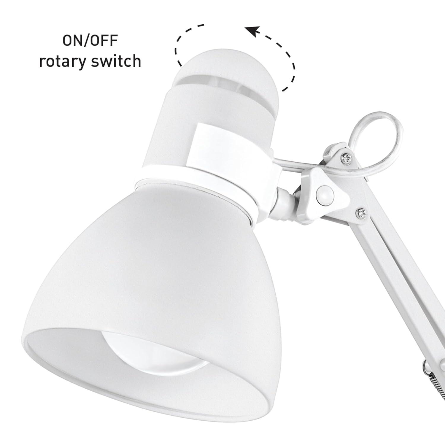 28" Architect Swing Arm Kids' Desk Lamp Matte White - Globe Electric: UL Listed, Metal Shade, 60W Max