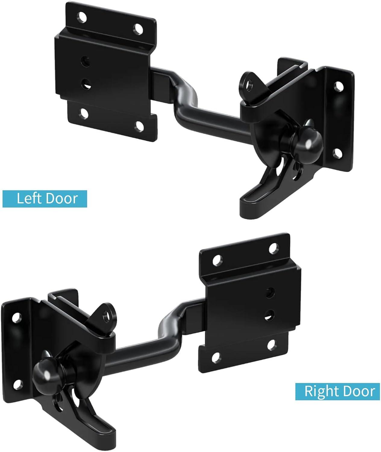 Gate Latch Automatic Gate Gravity Latch Self Locking Fence Gate Latch with Pull Cable for Wooden Fence Gates Door, Black