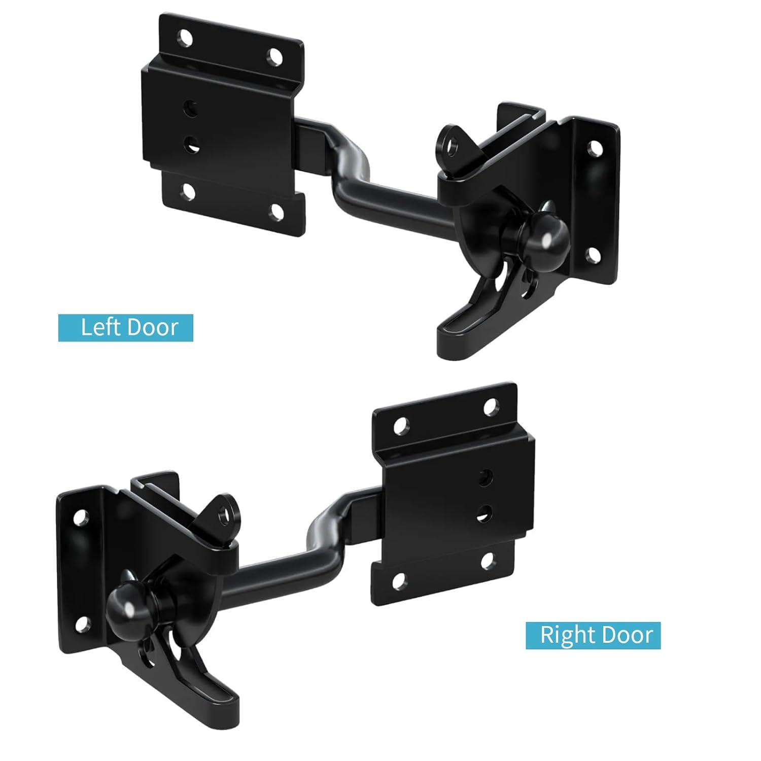 Gate Latch Automatic Gate Gravity Latch Self Locking Fence Gate Latch with Pull Cable for Wooden Fence Gates Door, Black