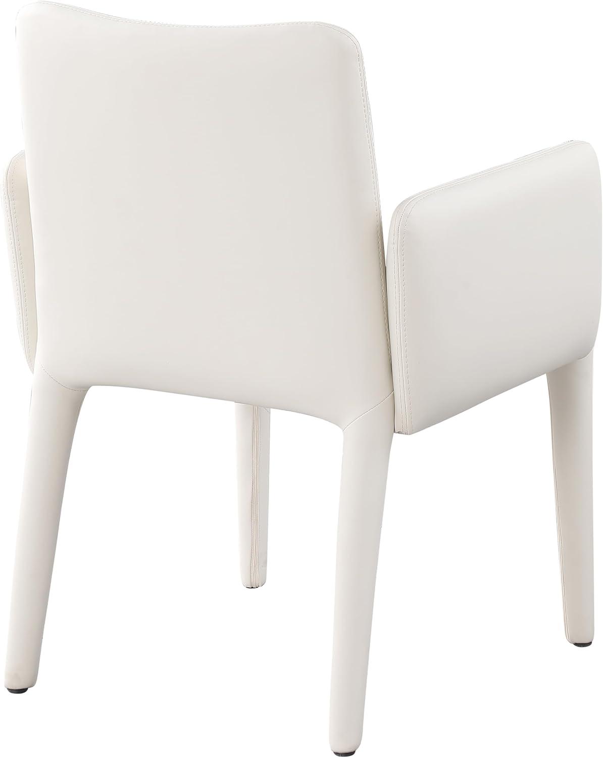 Cream Vegan Leather Upholstered Arm Chair with Iron Frame