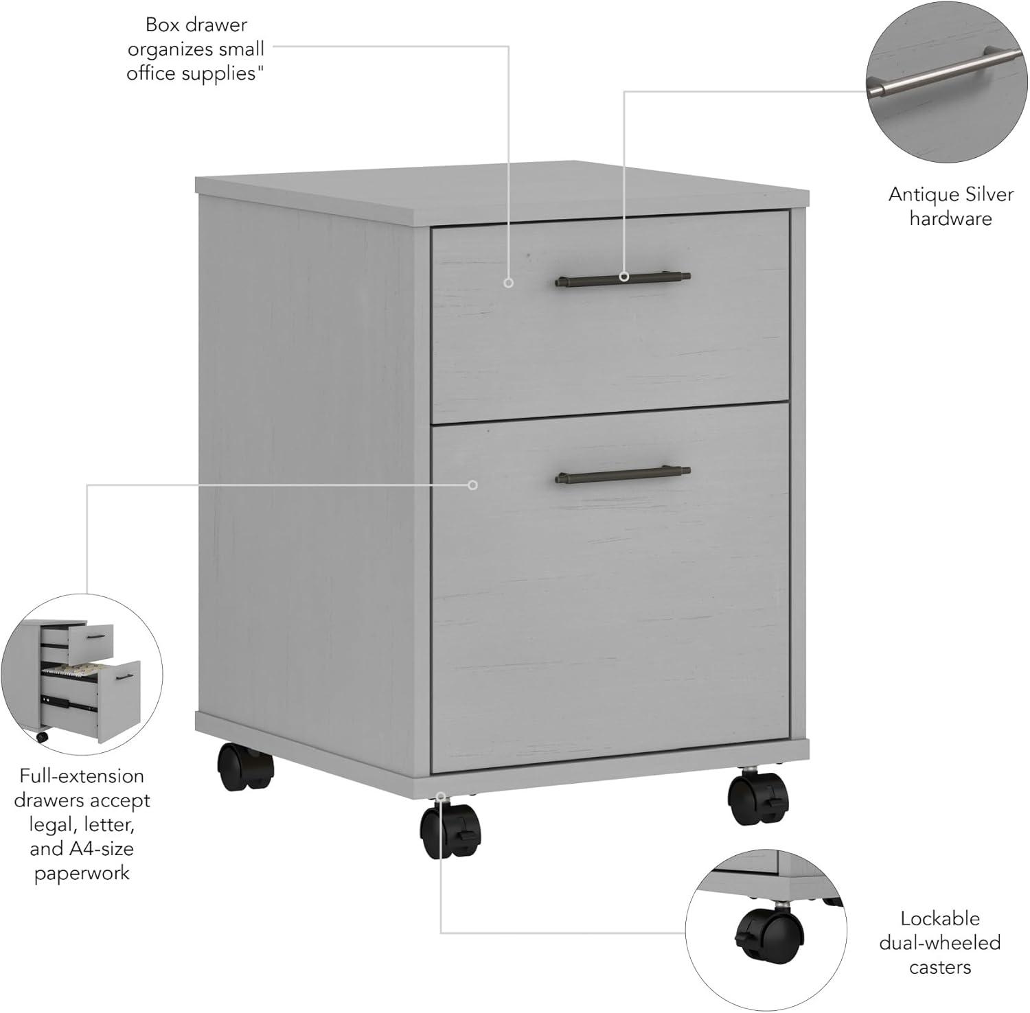 Bush Furniture Key West Mobile File Cabinet, 2 Drawer, Cape Cod Gray
