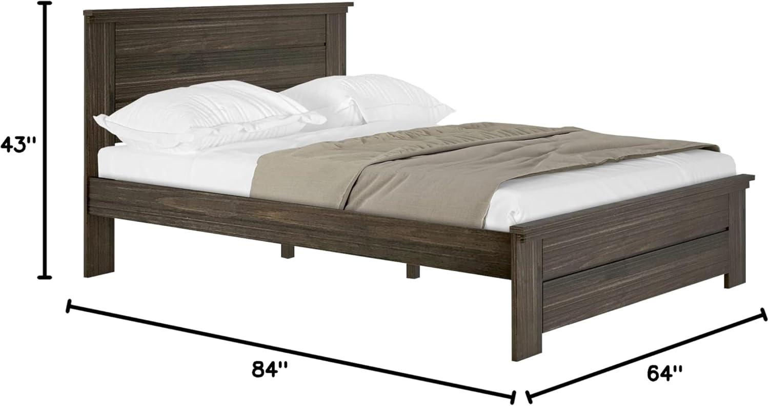 Barnwood Brown Pine Queen Platform Bed with Headboard