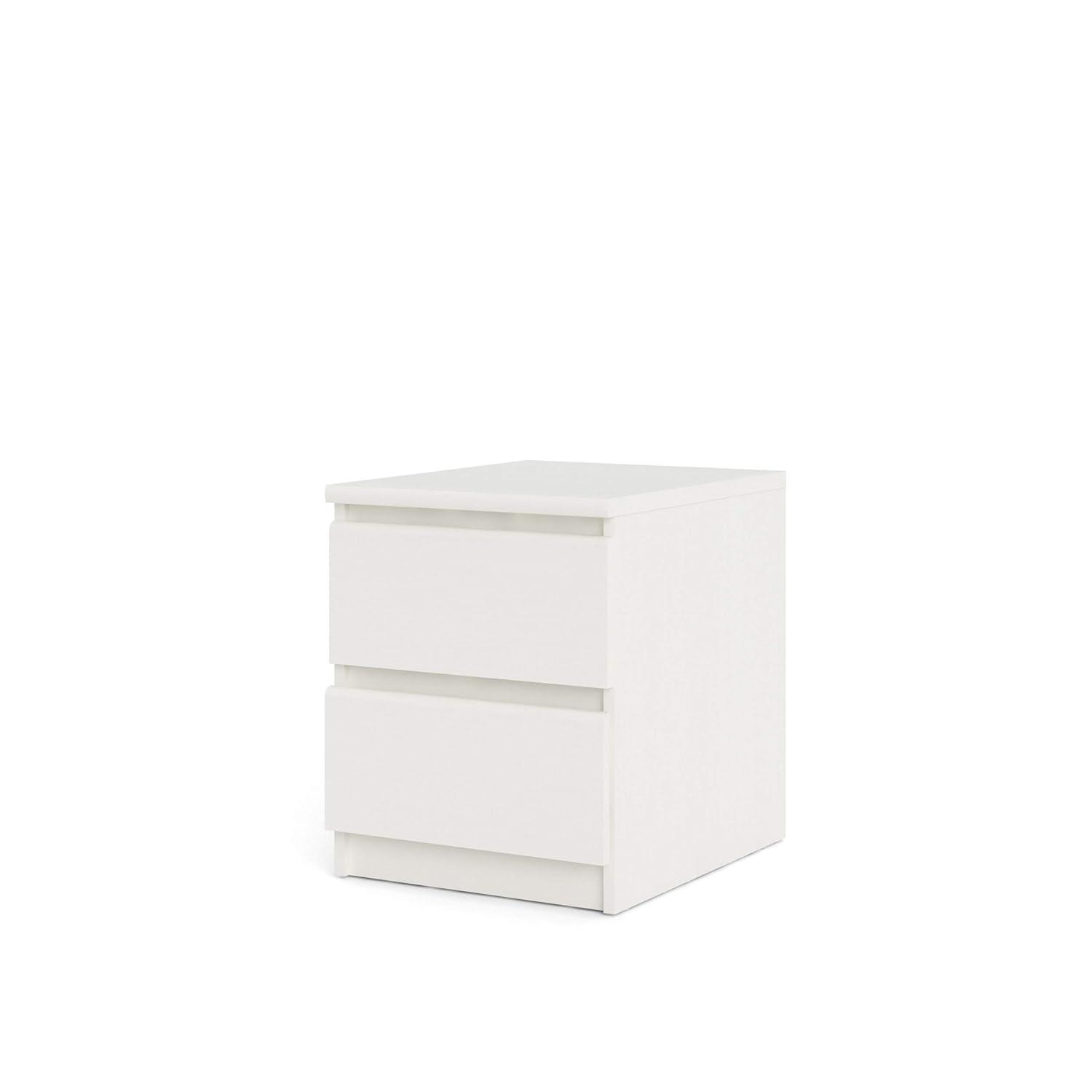 White Woodgrain 2-Drawer Nightstand with Metal Slides