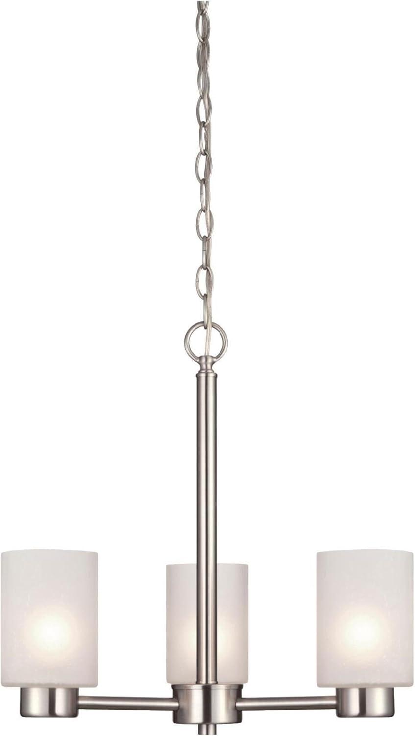 Westinghouse Westinghouse Lighting 6227500 Sylvestre Three-Light Interior Chandelier, Brushed Nickel Finish with Frosted Seeded Glass