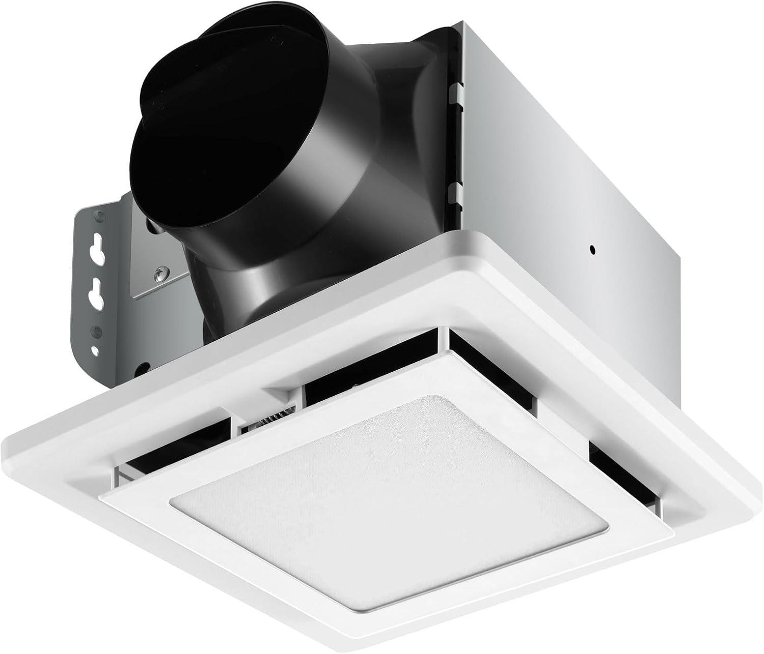 110 Cfm Quiet Bathroom Exhaust Fan With Light, 6500K 800Lm Household Ventilation Fan Light Combo, Energy Saving Ceiling Mount, Multipurpose Bath Extractor Fan, Easy To Install