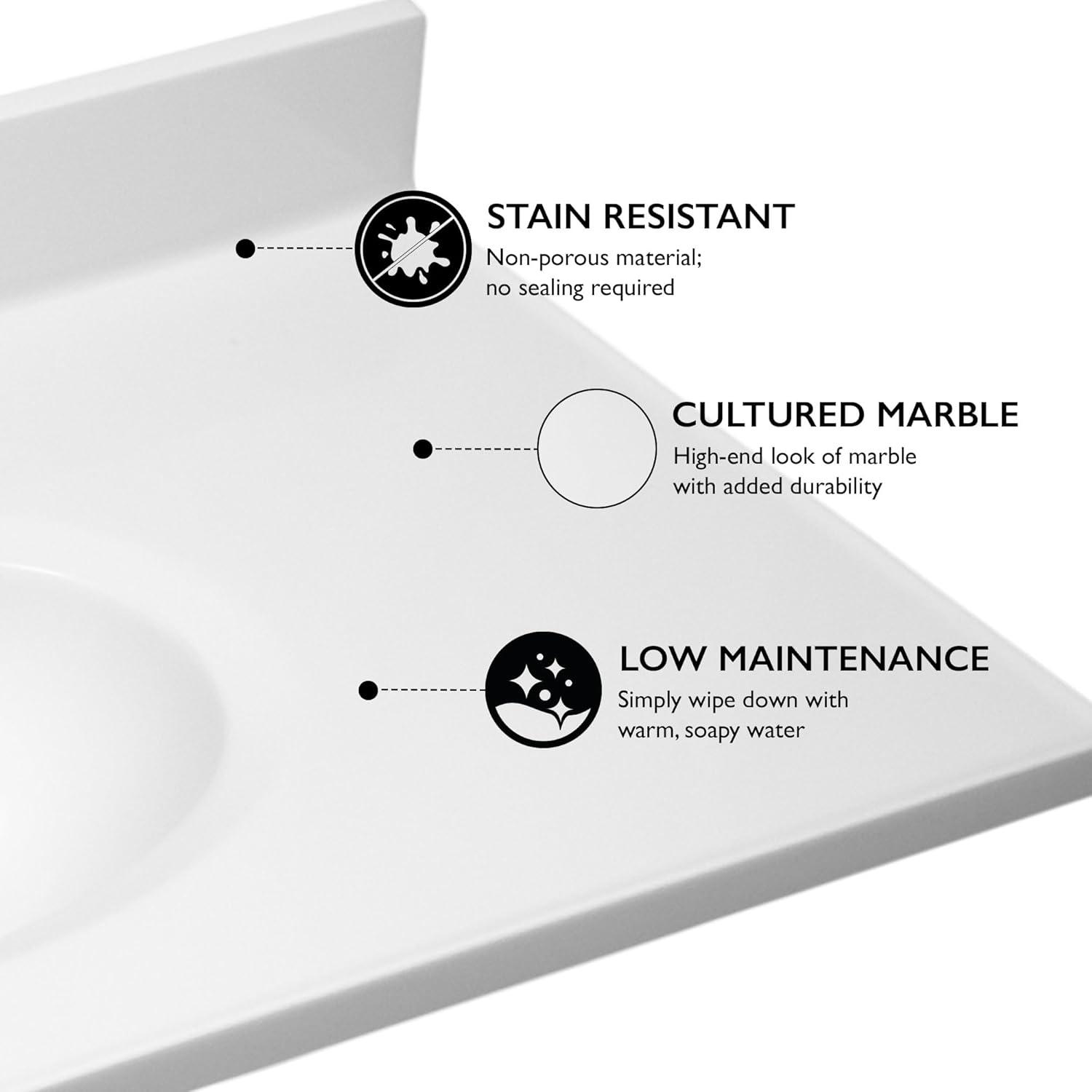 Design House 586206-37-inch Cultured Marble Vanity Top with Backsplash-Improved Package in White