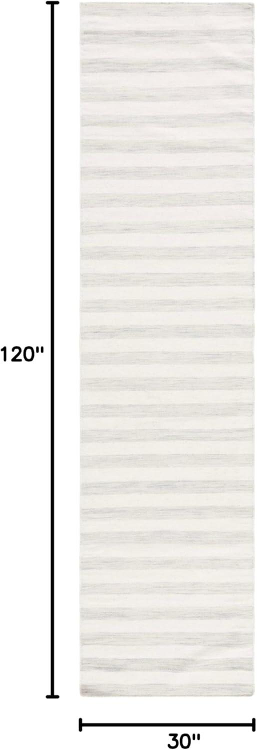 Dhurries DHU575 Hand Woven Runner Rug - Light Blue/Ivory - 2'6"x10' - Safavieh.