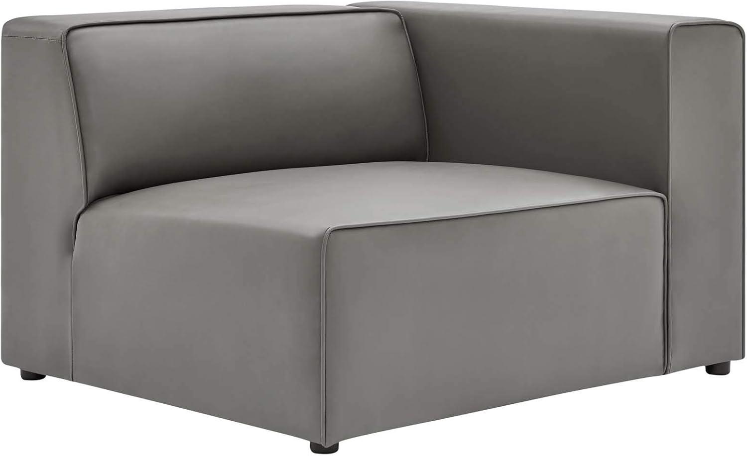 Mingle Vegan Leather Right Armchair Gray - Modway: Contemporary Modular Lounge Furniture, No Assembly Required