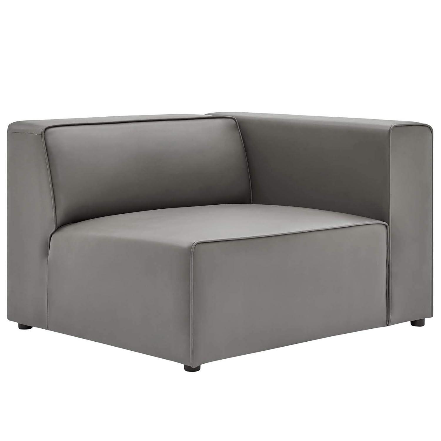 Mingle Vegan Leather Right Armchair Gray - Modway: Contemporary Modular Lounge Furniture, No Assembly Required