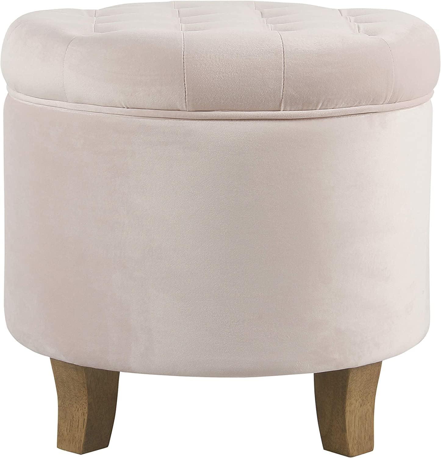 Velvet Tufted Round Storage Ottoman Pink Blush - HomePop