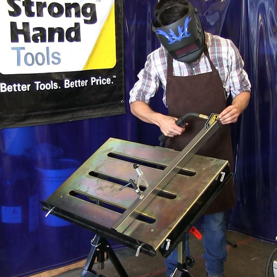 Adjustable Steel Welding Table with Casters and Guide Rails