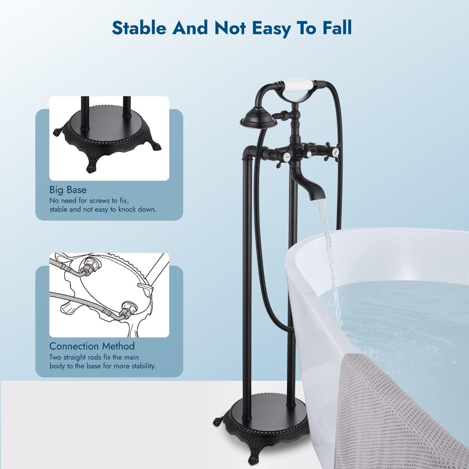 Oil Rubbed Bronze Freestanding Bathtub Faucet with Handheld Shower