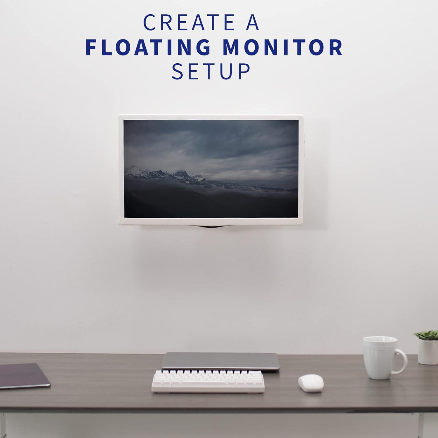 White Pneumatic Arm Single Monitor Wall Mount