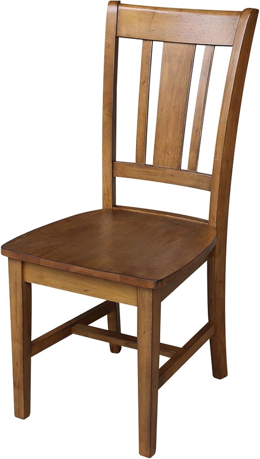 Set of 2 San Remo Splatback Chairs Pecan - International Concepts: Solid Wood, Unupholstered