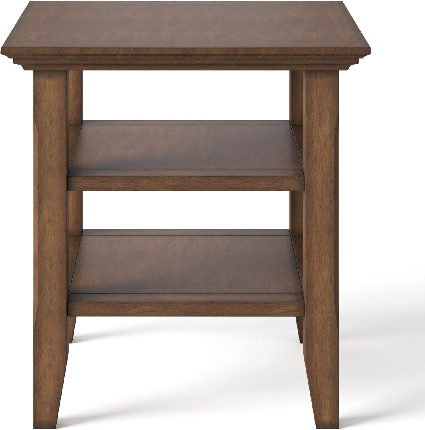 Acadian SOLID WOOD End Table in Rustic Natural Aged Brown