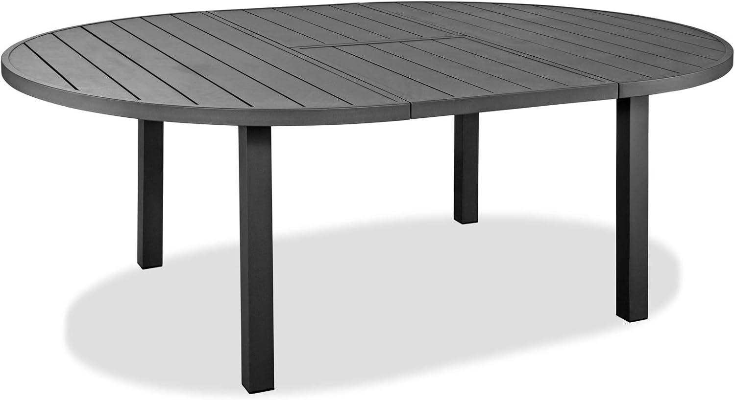 Aloha Indoor/Outdoor Extendable Oval Dining Table in Grey Aluminum, Powder-Coating Finished