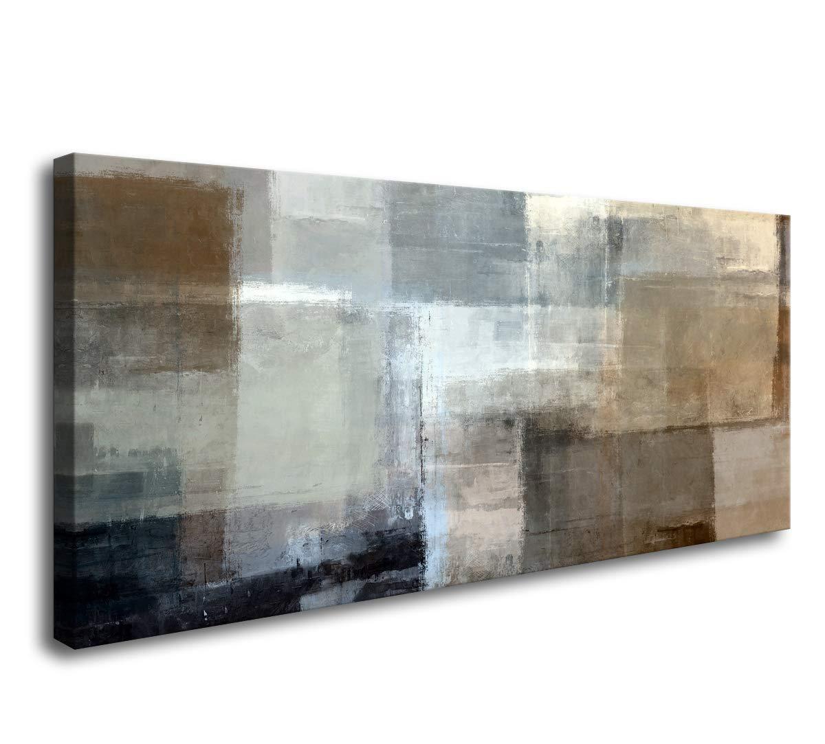 Baisuart Canvas Prints Abstract Wall Art Print Paintings Grey and Brown Stretched Canvas Wooden Framed for living Room Bedroom and Office Home Decor Artwork XLarge 24x48inch
