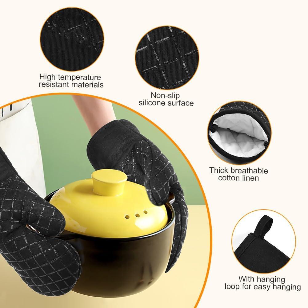 ACDNAC 4Pcs Oven Mitts,Effective Anti Slip and Anti Scalding Oven Mitt,Anti Corrosion Pot Holders