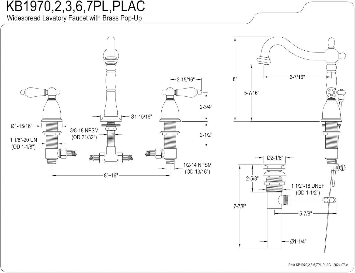 Heritage Widespread Bathroom Faucet with Drain Assembly