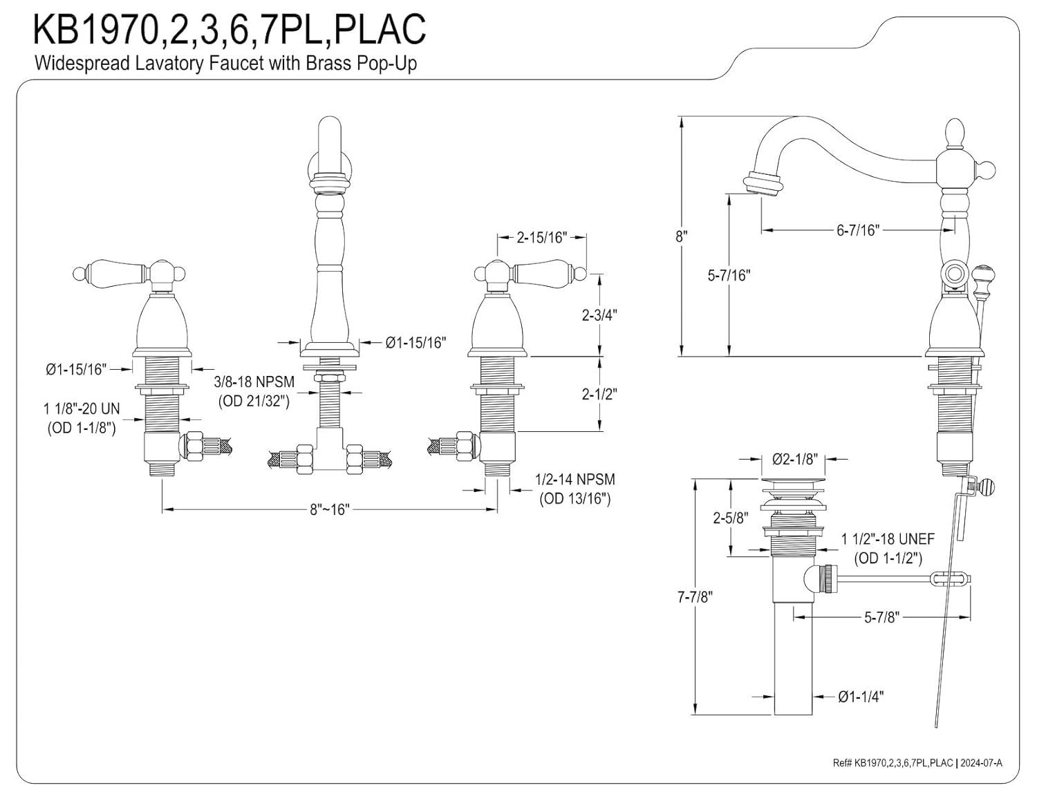Heritage Widespread Bathroom Faucet with Drain Assembly