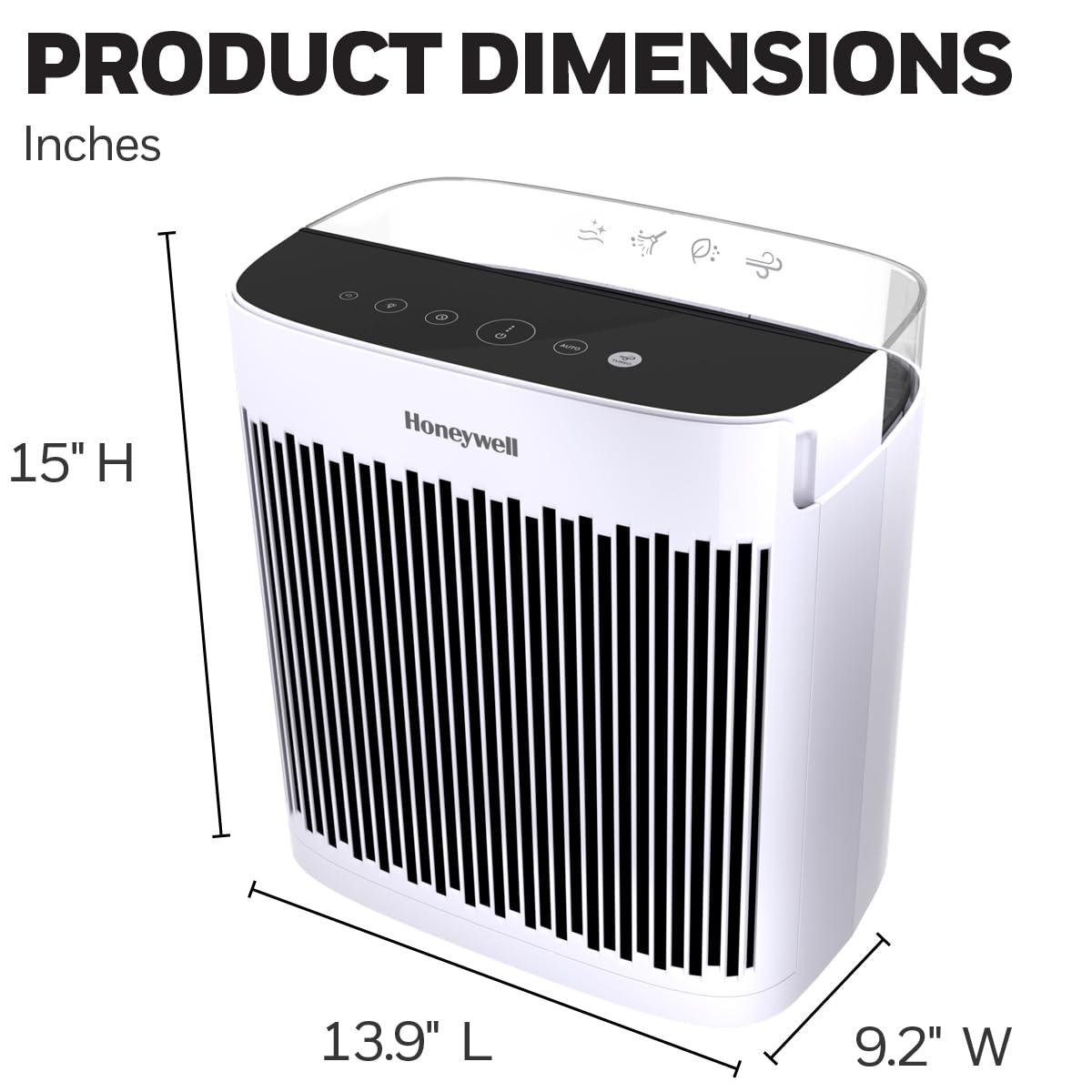 Honeywell Insight 190' Medium-Large Rooms HEPA HPA5100WV1 Air Purifier White: Quiet Fan, Carbon Filter, Energy Star Certified