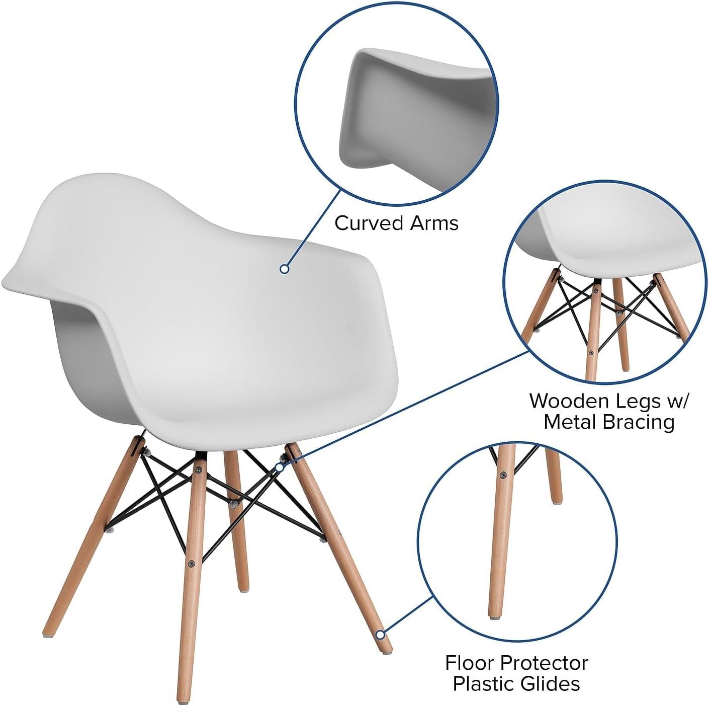 Flash Furniture Alonza Series White Plastic Chair with Wooden Legs