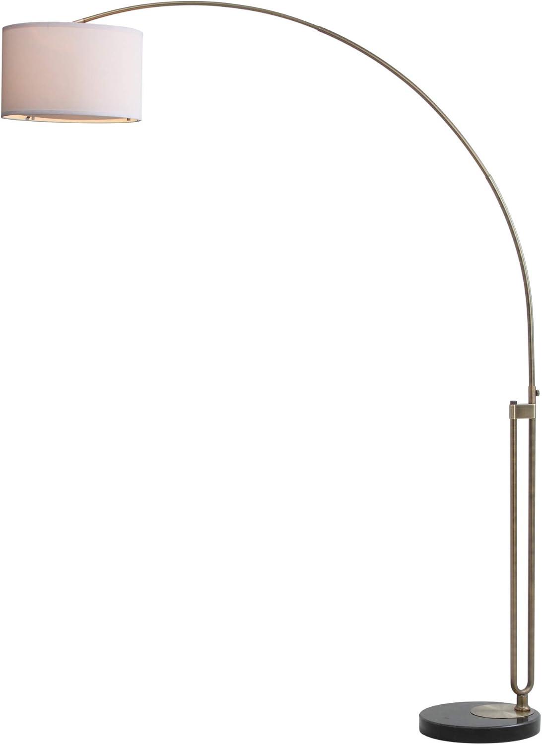 Elegant 84'' Antique Gold Arc Floor Lamp with White Cotton Shade