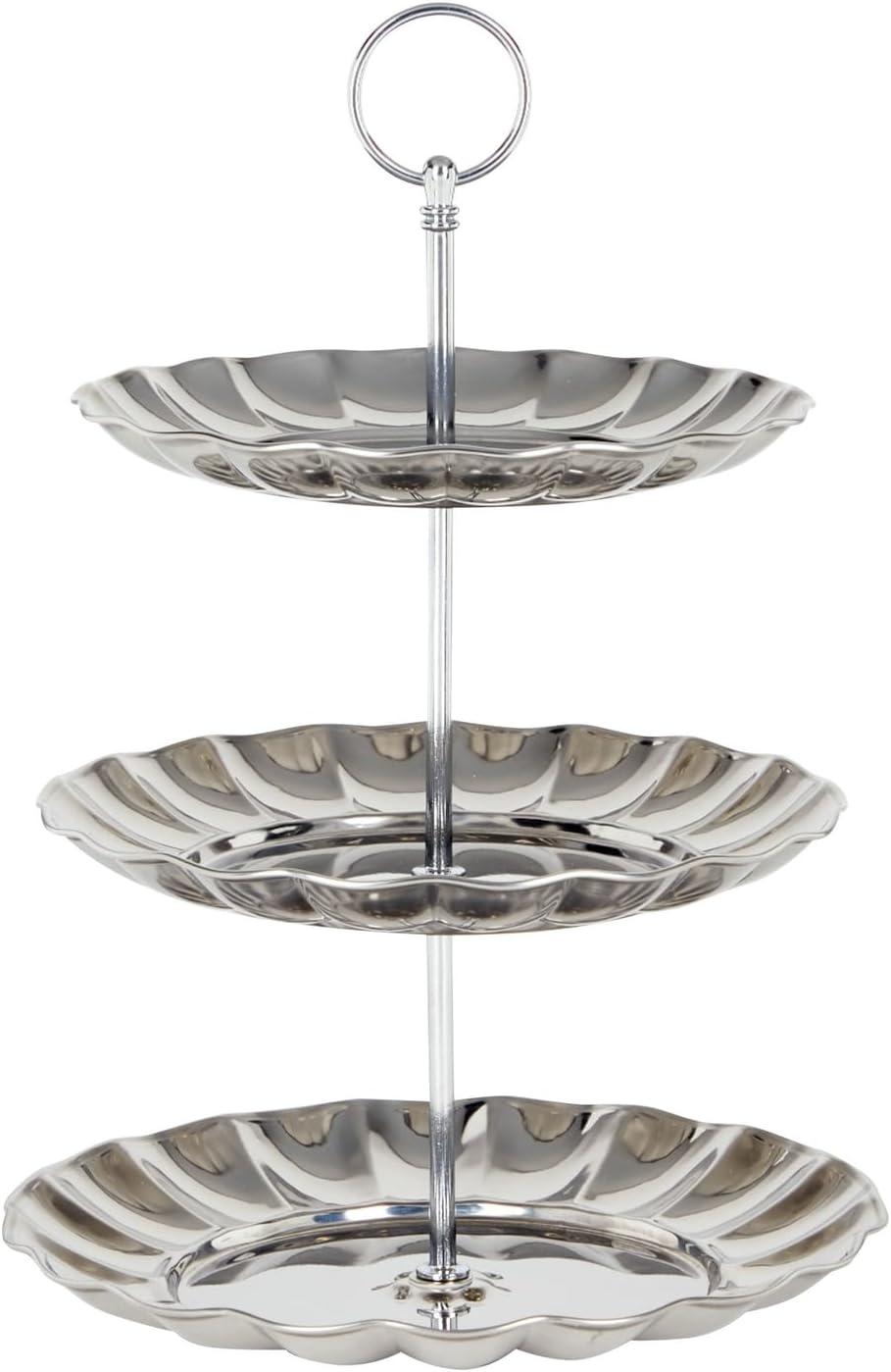 Silver Metal 3-Tier Round Dessert Stand