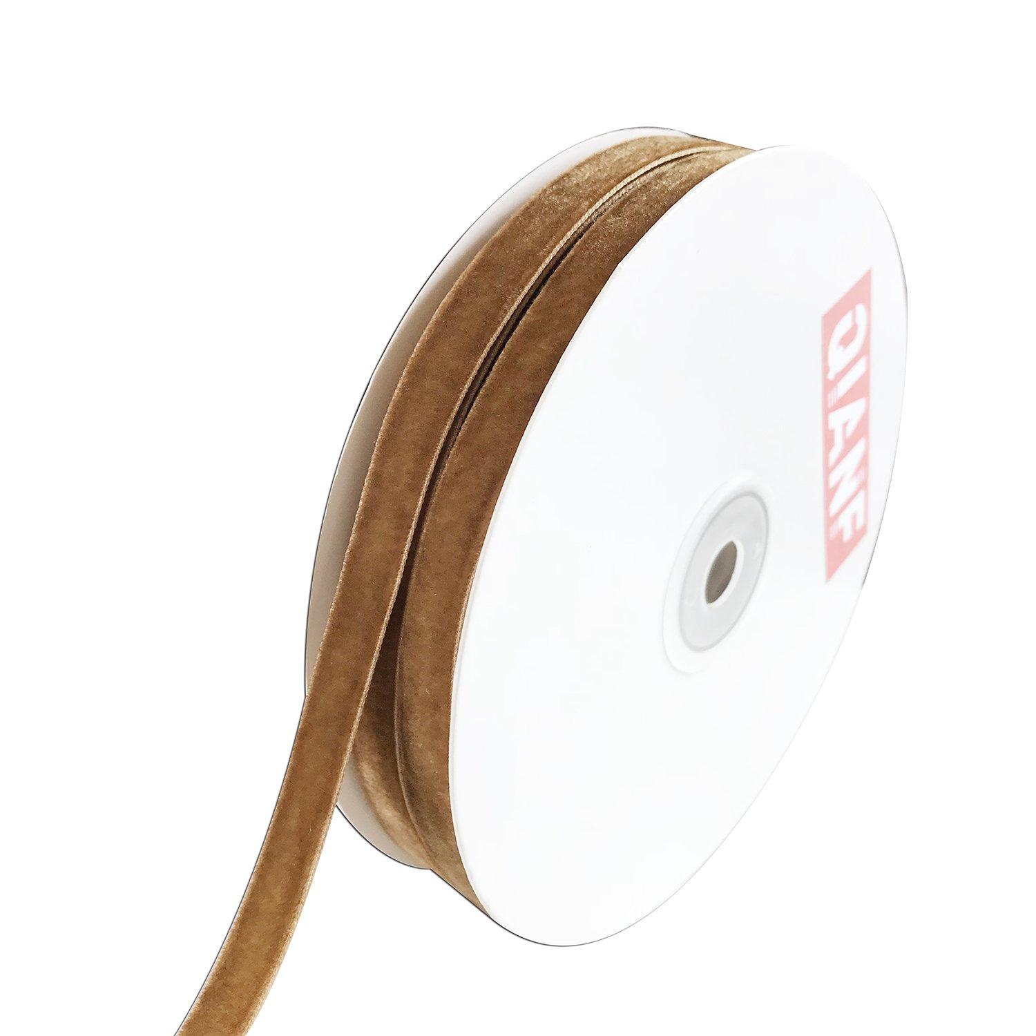 Vintage Khaki Velvet Ribbon, 3/8 Inch X 25Yd