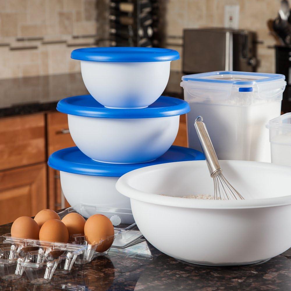 Sterilite 8-Piece Covered Bowl Set – 4 Plastic Bowls Ranging in Size with 4 Lids, for Prep, Serve & Store, Light Blue