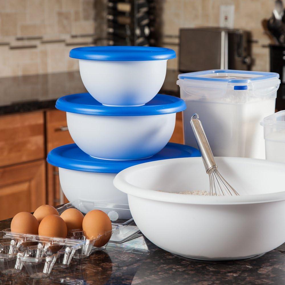 Sterilite Blue and White 8-Piece Plastic Bowl Set with Lids