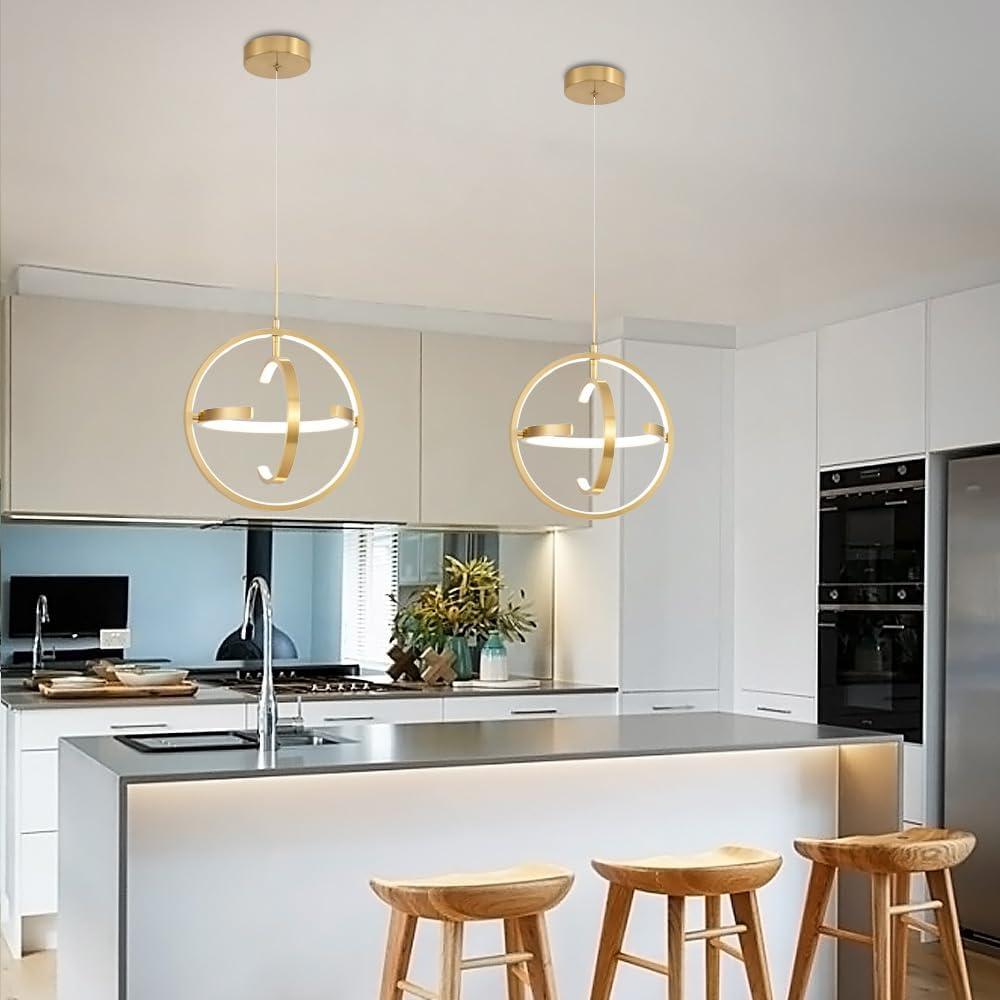 Gold Adjustable Globe LED Pendant Light with Cage Design