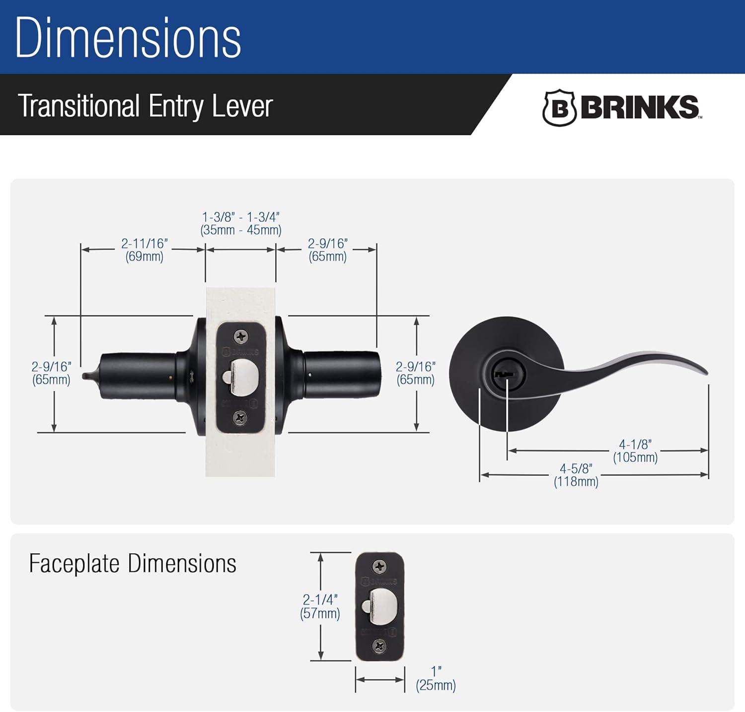 Brinks Raleigh Transitional Keyed Entry Wave Lever