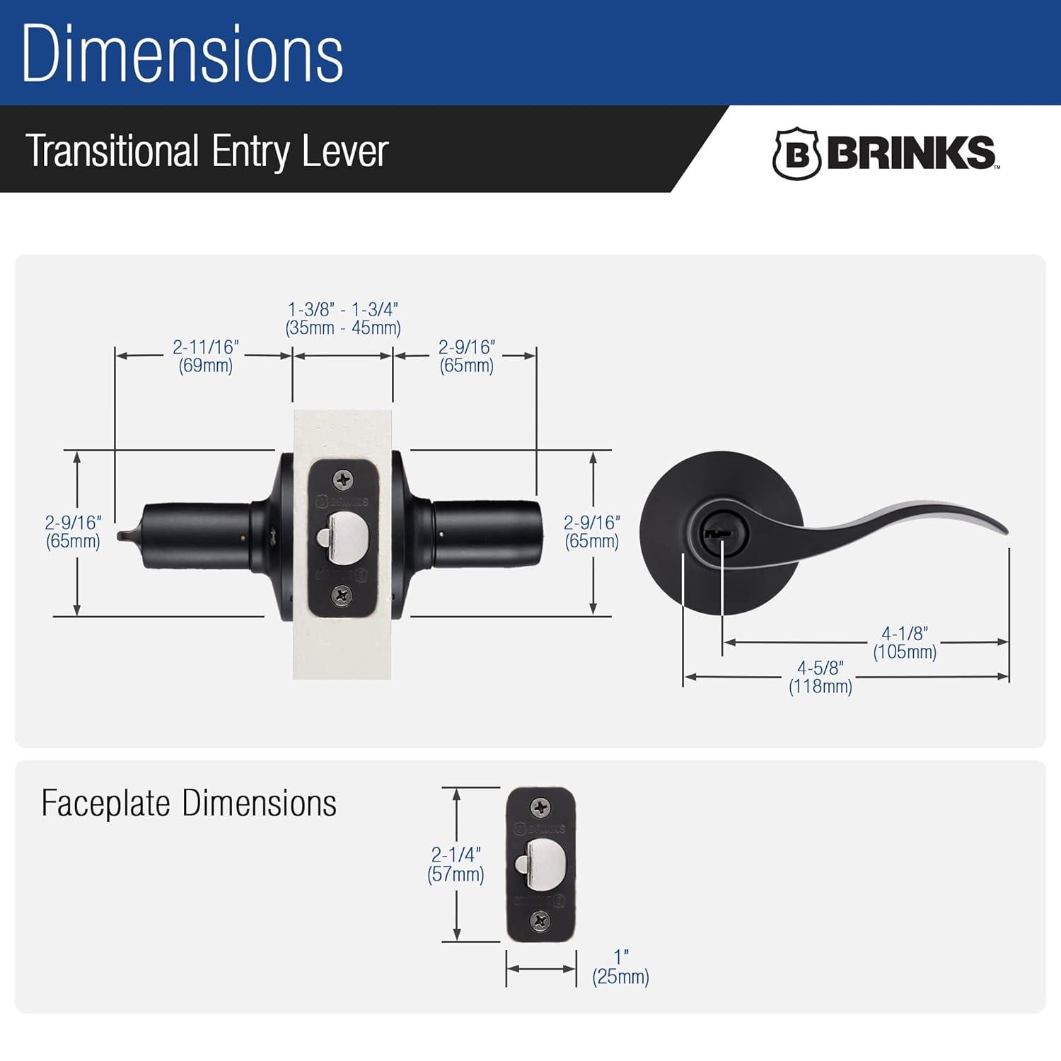 Brinks Raleigh Transitional Keyed Entry Wave Lever