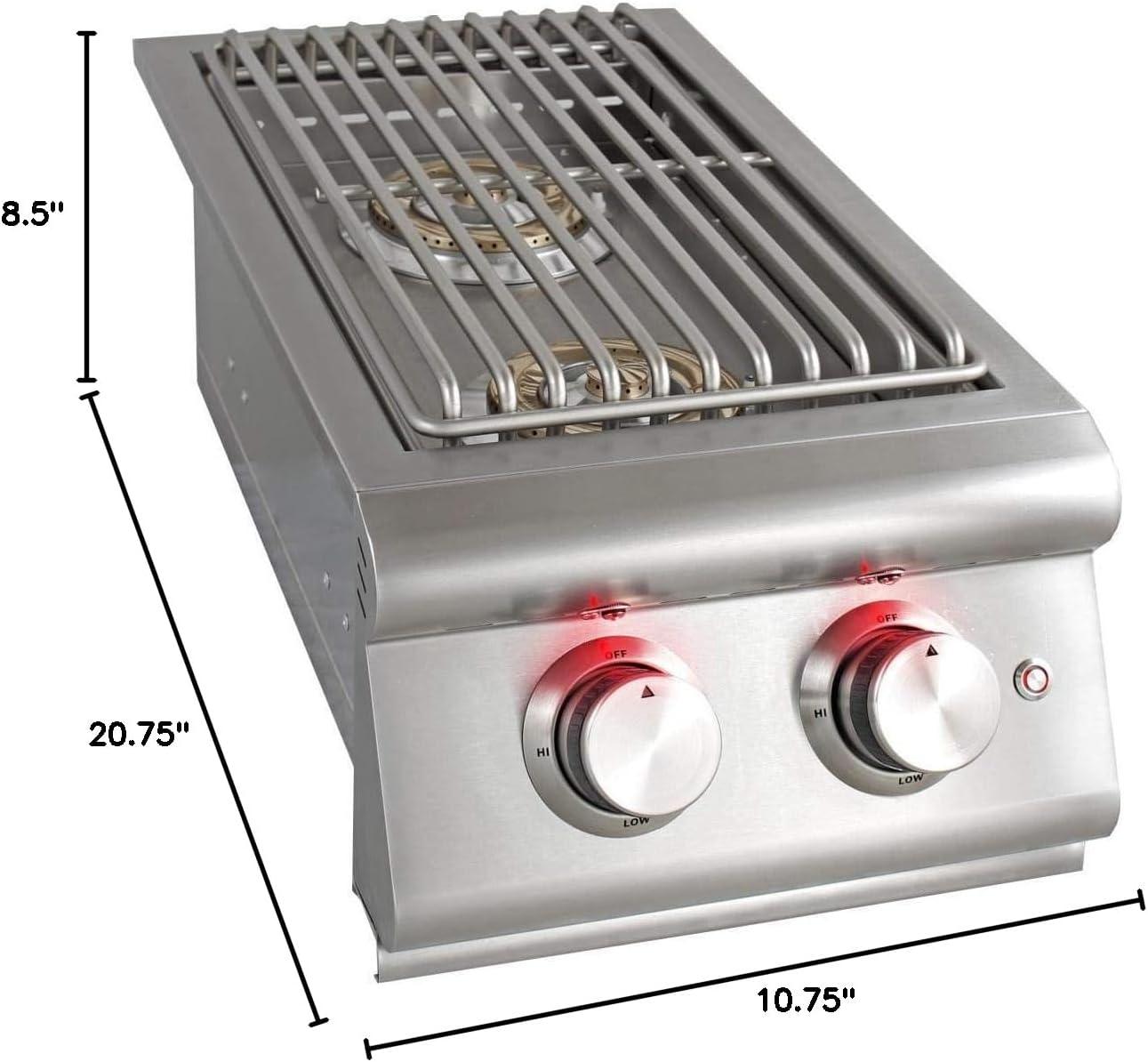 Stainless Steel Natural Gas Double Side Burner with Lid