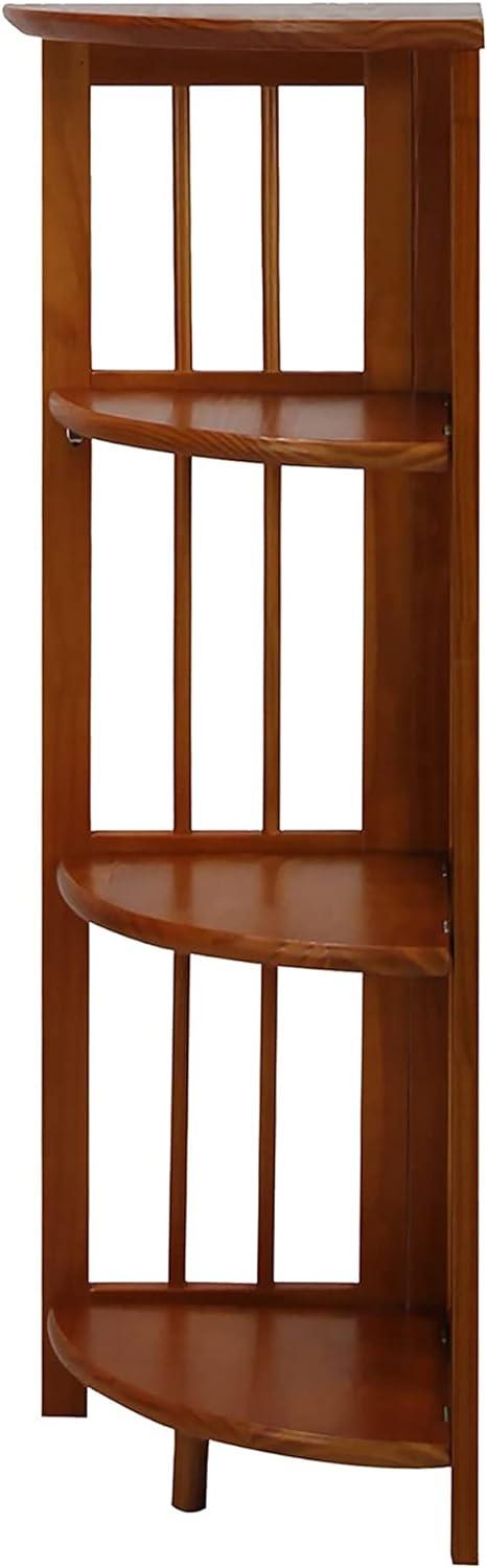 Casual Home 315-15 Wooden 4 Shelf Corner Folding Bookcase, Honey Oak