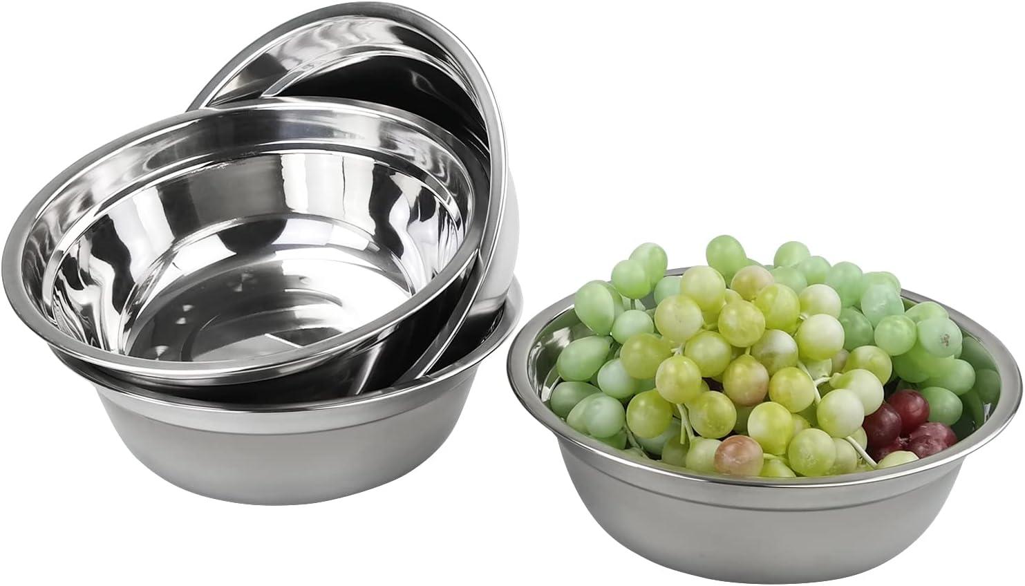 7.55" Stainless Steel Mixing and Serving Bowl Set