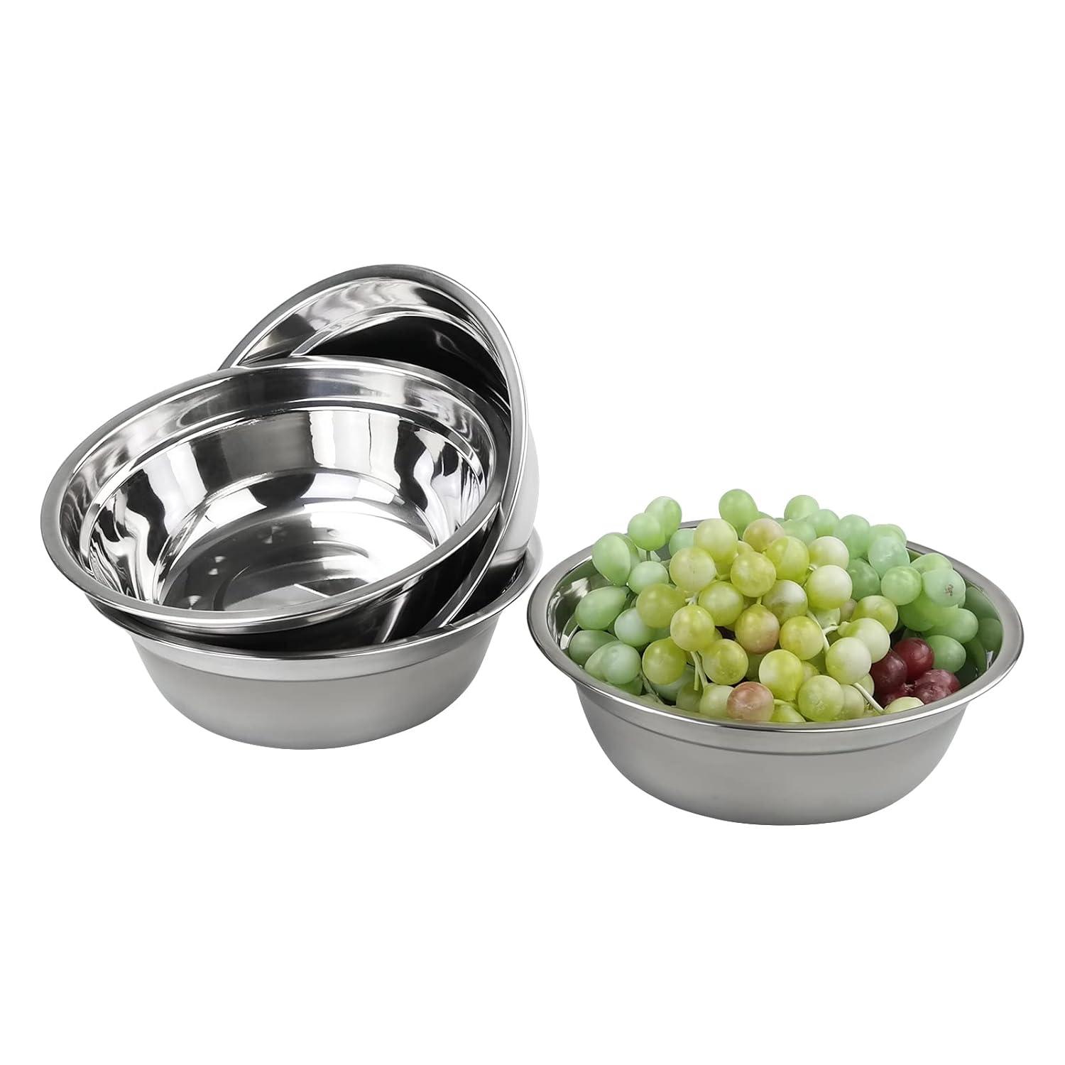 4-Pack Stainless Steel Mixing Bowls/Metal Prep Bowls, Salad Serving Bowl Set
