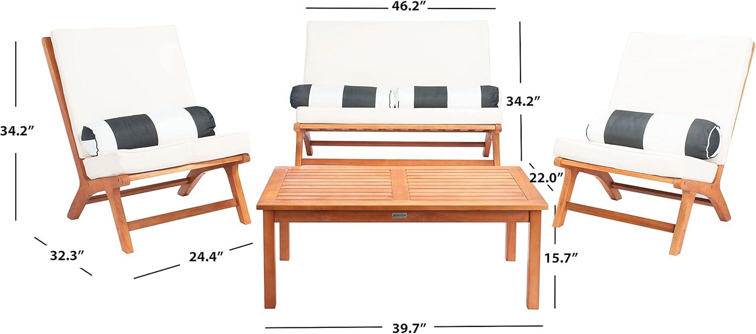 Sao Paulo Inspired 4-Piece Outdoor Living Set with Black & White Accent Pillows