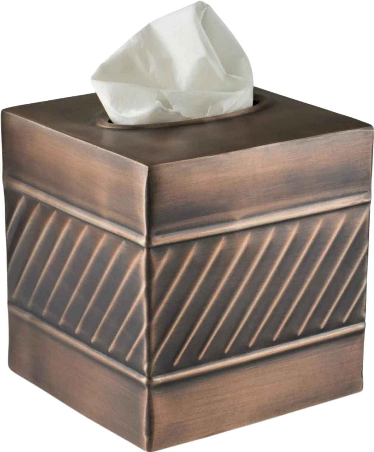 Monarch Abode Geometric Embossed Metal Tissue Box Cover