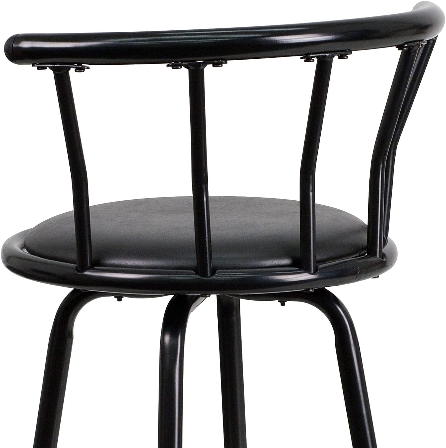 Flash Furniture Crown Back Black Metal Barstool with Black Vinyl Swivel Seat